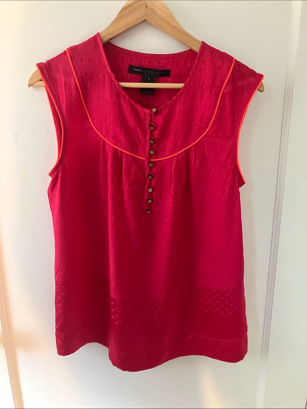 Marc Jacobs Bright Pink Sleeveless Top with Orange Piping